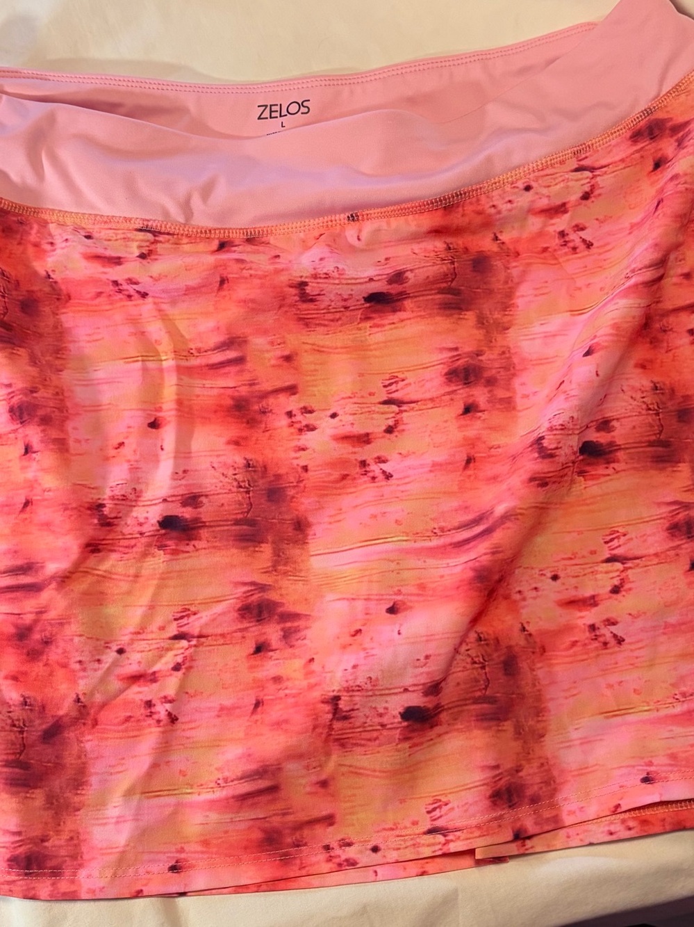 ZELOS Pink and Orange Abstract Print Women's Skorts